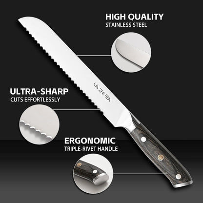 Carving Knife – 12" Premium Brisket Knife for Cutting Smoked Meat, BBQ & Roast Turkey – Razor Sharp German Steel