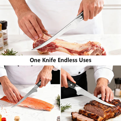Carving Knife – 12" Premium Brisket Knife for Cutting Smoked Meat, BBQ & Roast Turkey – Razor Sharp German Steel