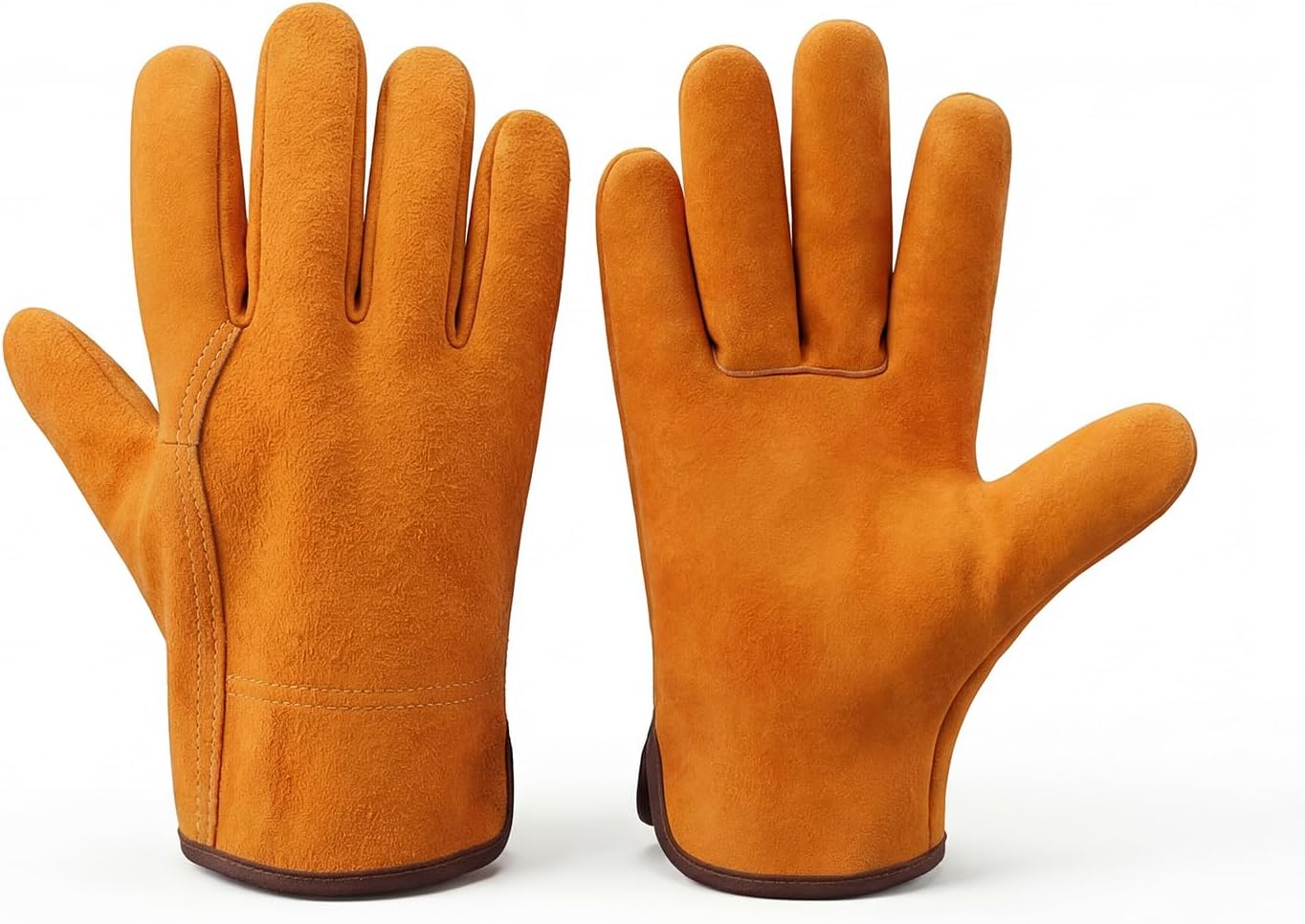 Short Welding Gloves, Fire/Heat Resistant Work Gloves for Animal Handling, Forge, Fireplace, BBQ, Construction, Gardening, Oven, Furnace, Stove, Pot Holder, Industry Cutting, Large Size