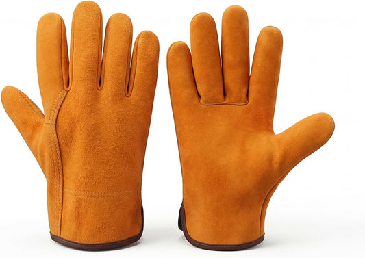 Short Welding Gloves, Fire/Heat Resistant Work Gloves for Animal Handling, Forge, Fireplace, BBQ, Construction, Gardening, Oven, Furnace, Stove, Pot Holder, Industry Cutting, Large Size