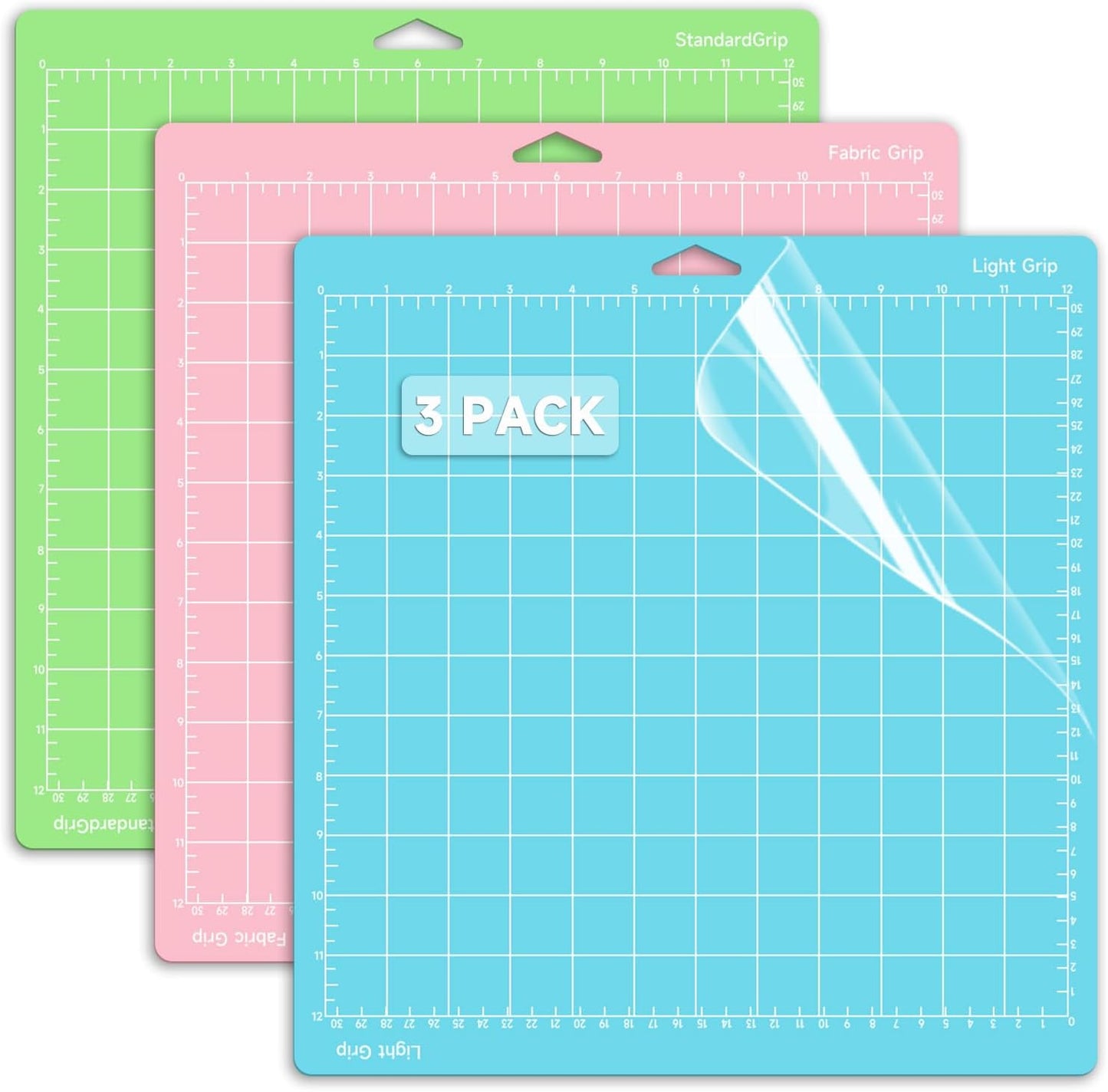 Quilting Cutting Mats12in x 12in(Light,Standard,FabricGrip) Reusable Cutting Mats for Crafts with Protective Film,Compatible with Maker 3/Maker 4/Maker/Explore 3/4/Air 2/One