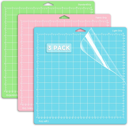 Quilting Cutting Mats12in x 12in(Light,Standard,FabricGrip) Reusable Cutting Mats for Crafts with Protective Film,Compatible with Maker 3/Maker 4/Maker/Explore 3/4/Air 2/One