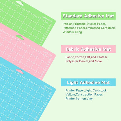 Quilting Cutting Mats12in x 12in(Light,Standard,FabricGrip) Reusable Cutting Mats for Crafts with Protective Film,Compatible with Maker 3/Maker 4/Maker/Explore 3/4/Air 2/One