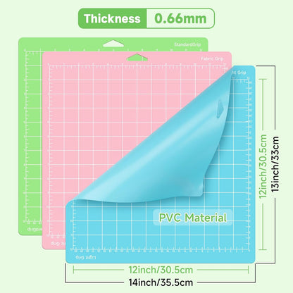 Quilting Cutting Mats12in x 12in(Light,Standard,FabricGrip) Reusable Cutting Mats for Crafts with Protective Film,Compatible with Maker 3/Maker 4/Maker/Explore 3/4/Air 2/One