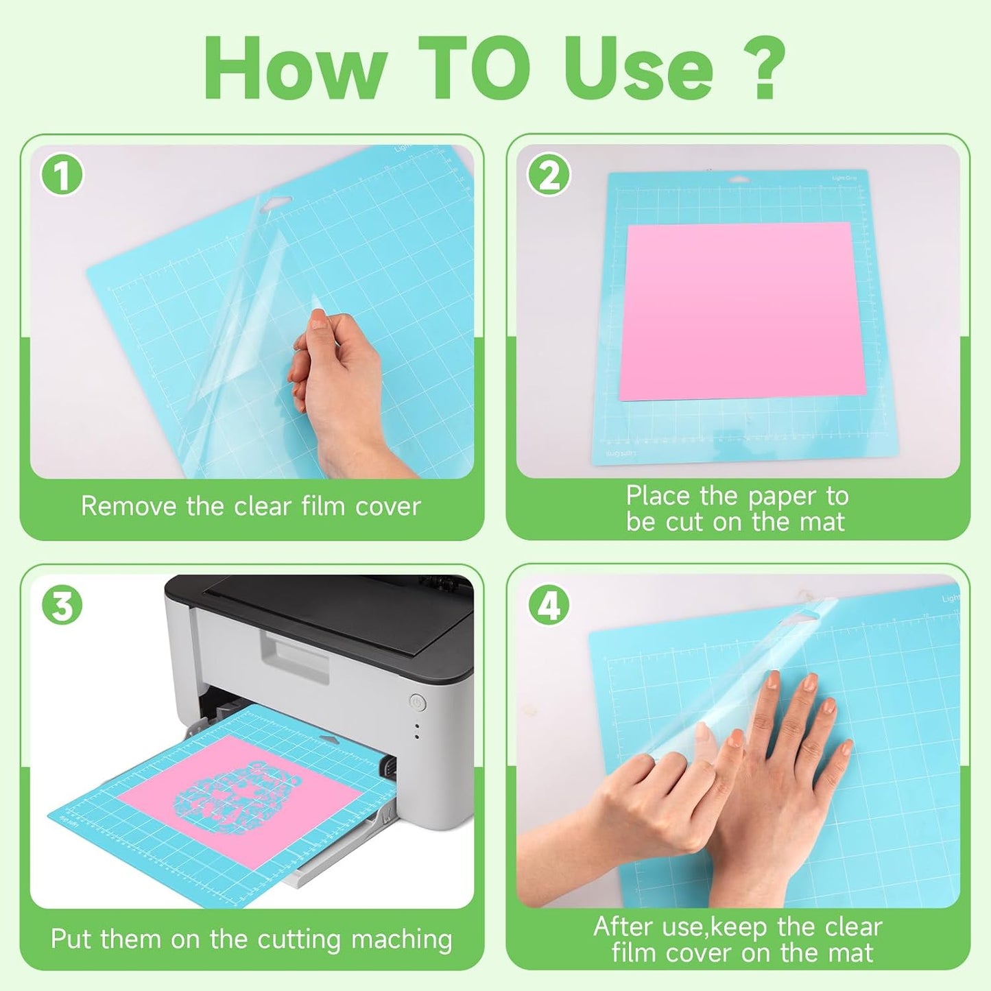 Quilting Cutting Mats12in x 12in(Light,Standard,FabricGrip) Reusable Cutting Mats for Crafts with Protective Film,Compatible with Maker 3/Maker 4/Maker/Explore 3/4/Air 2/One