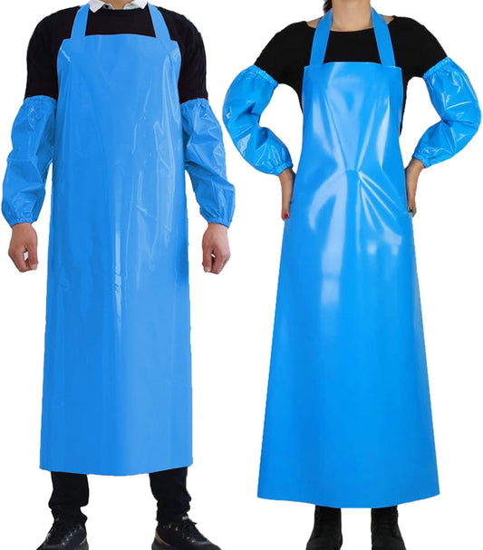 Waterproof Oil Proof Bib Apron Utility Apron Chemical Resistant Apron with Sleeve Work Apron Ultra Lightweight