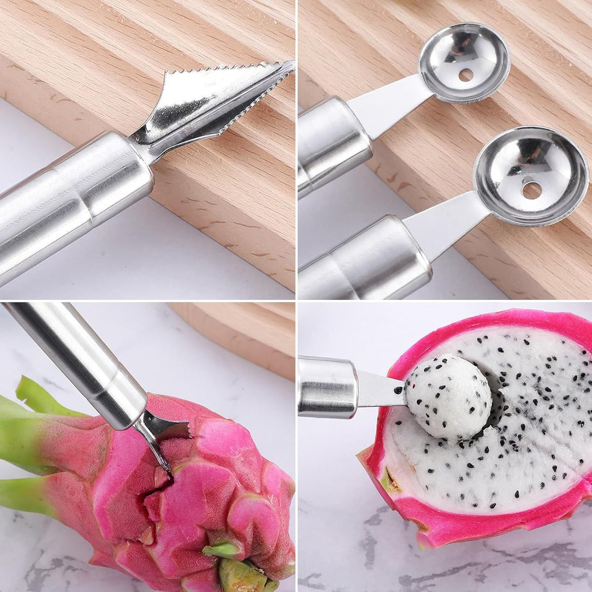 Fruit Carving Tools Set of 10 - Stainless Steel Vegetable Carving Knife, Melon Baller Scoop, Cutter Shapes Mold, DIY Knives for Home Kitchen