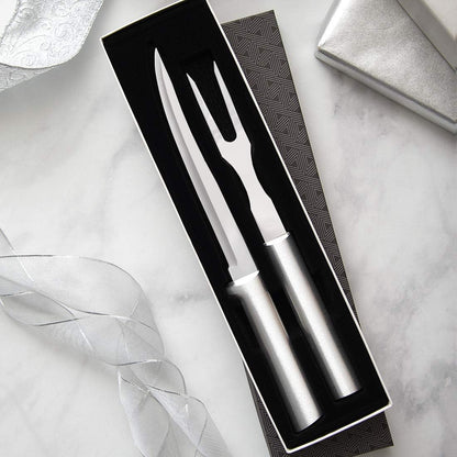Carving Gift Set (G213) + Sharpener, Black Handle | 2-Piece Knife Set with Quick Edge Sharpener (R119), Stainless Steel Blades, Black Resin Handle