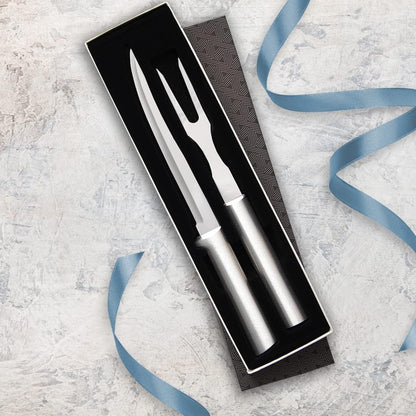 Carving Gift Set (G213) + Sharpener, Black Handle | 2-Piece Knife Set with Quick Edge Sharpener (R119), Stainless Steel Blades, Black Resin Handle