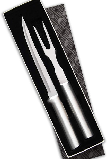 Carving Gift Set (G213) + Sharpener, Black Handle | 2-Piece Knife Set with Quick Edge Sharpener (R119), Stainless Steel Blades, Black Resin Handle