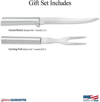 Carving Gift Set (G213) + Sharpener, Black Handle | 2-Piece Knife Set with Quick Edge Sharpener (R119), Stainless Steel Blades, Black Resin Handle