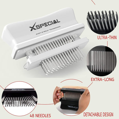 Meat Tenderizer Tool 48 Blades Stainless Steel - Kitchen Cooking Gadgets Tools with Ultra Sharp Needle That Makes Steak & Chicken Tender - No More Hammer, Meat Pounder Or Mallet