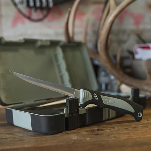 Trail Boss Fillet Knife 7.5in with Stainless Steel Fixed Blade, Full Tang Construction, Ergonomic Handle, TPE Non-Slip Grip, and Custom Molded Sheath for Fishing, Filleting, and Outdoors