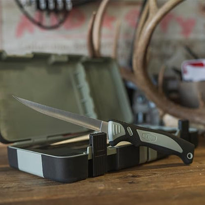 Trail Boss Fillet Knife 7.5in with Stainless Steel Fixed Blade, Full Tang Construction, Ergonomic Handle, TPE Non-Slip Grip, and Custom Molded Sheath for Fishing, Filleting, and Outdoors