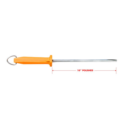 Honing Steel, Smooth, 10", Orange Handle Butcher Steel Sharpener