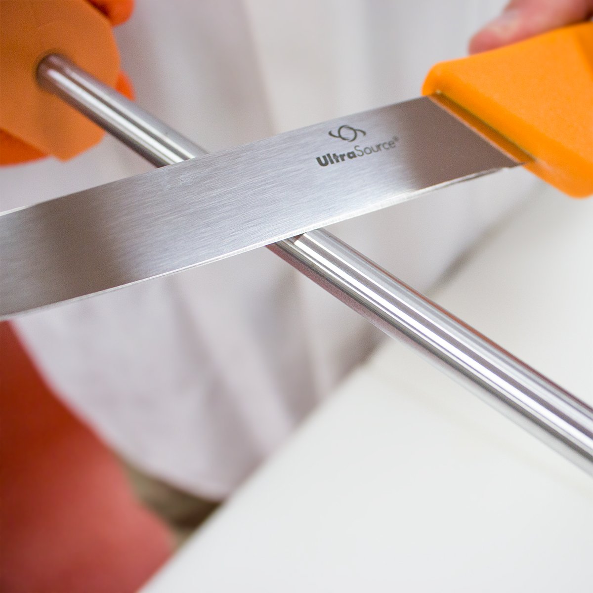 Honing Steel, Smooth, 10", Orange Handle Butcher Steel Sharpener