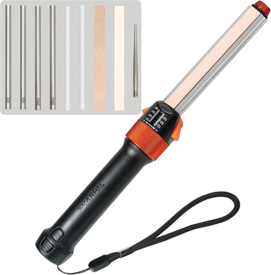 210N TRANSFOROD 11-In-1 Adjustable Angle Knife Sharpener | Monocrystalline Diamond & Ceramic Rods, Tapered Rod & Leather Strops, Premium Gift for Hunting & Outdoors