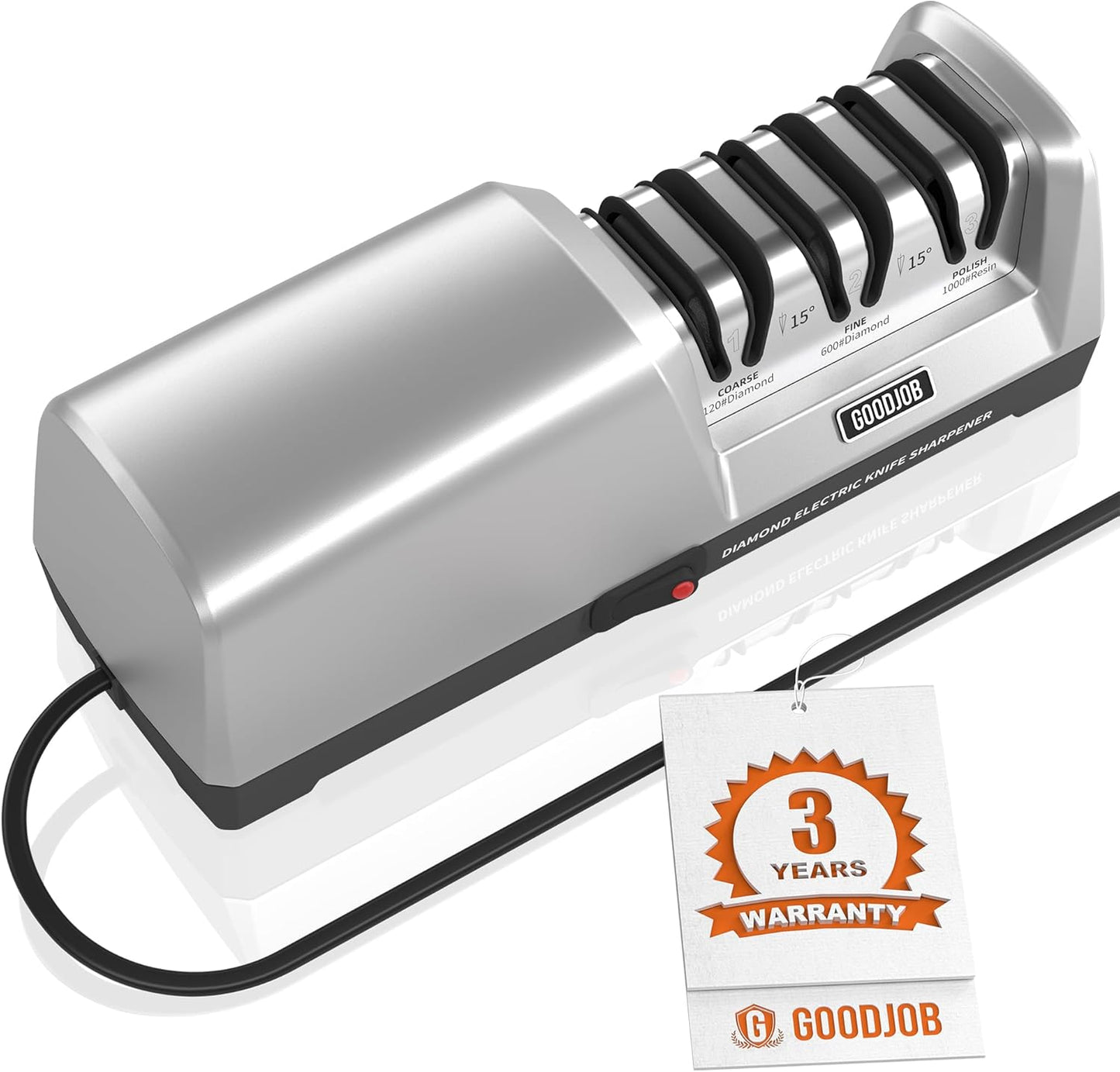 Electric Knife Sharpener for Kitchen Knives - Automatic Professional Knife Sharpening System with Diamond Abrasives and Precision Angle Guides, 3 Stage Ceramic Knife Sharpeners Tool
