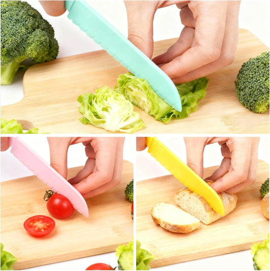 Lettuce Knife 3 Pack 8 Inch Plastic Prevent Browning Blue Pink Yellow | 3 Pack 8 Inch Nylon Knives Non Reactive Prevents Browning Fruits Veggies Non Stick Serrated Edge Salad Bread Cake Small Size