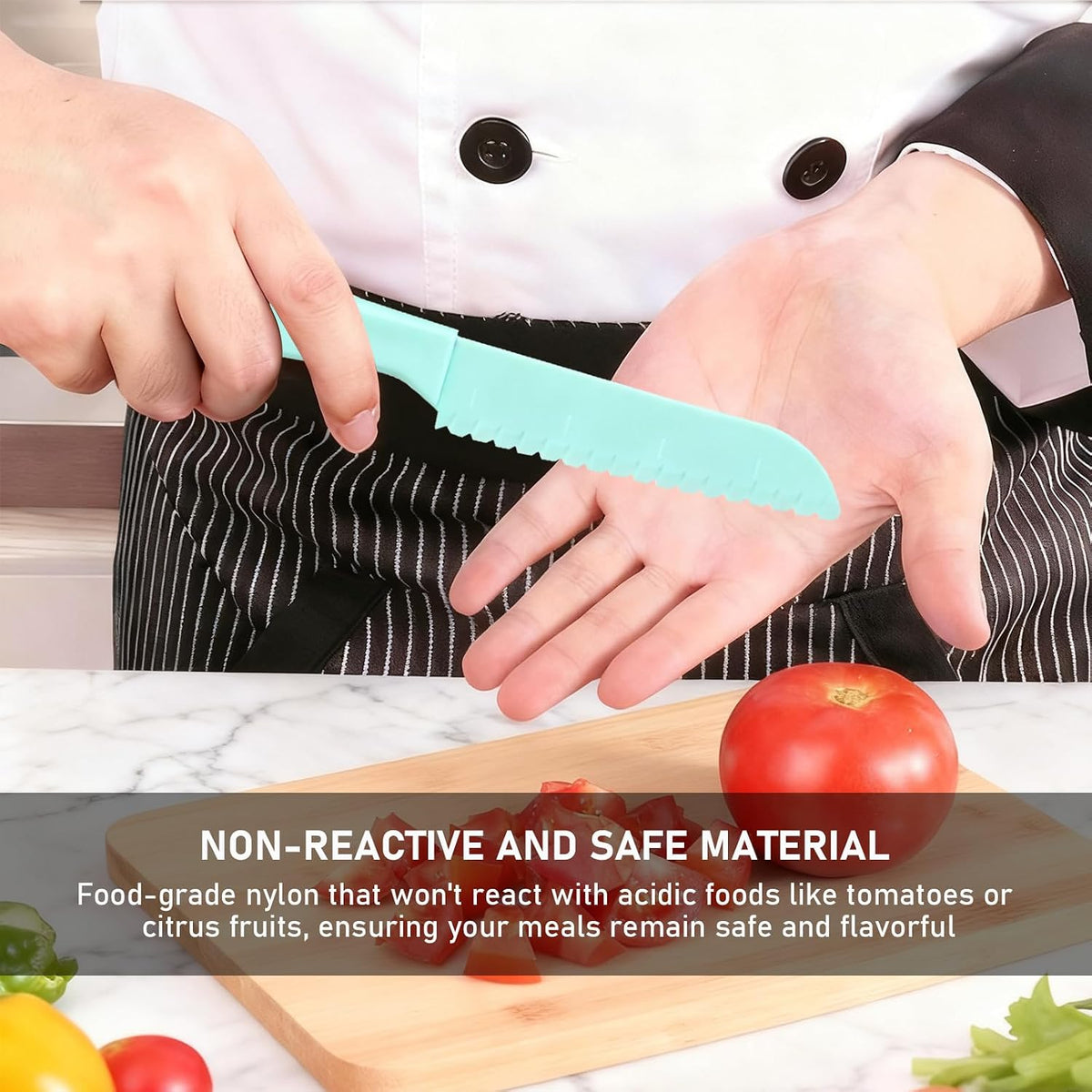 Lettuce Knife 3 Pack 8 Inch Plastic Prevent Browning Blue Pink Yellow | 3 Pack 8 Inch Nylon Knives Non Reactive Prevents Browning Fruits Veggies Non Stick Serrated Edge Salad Bread Cake Small Size