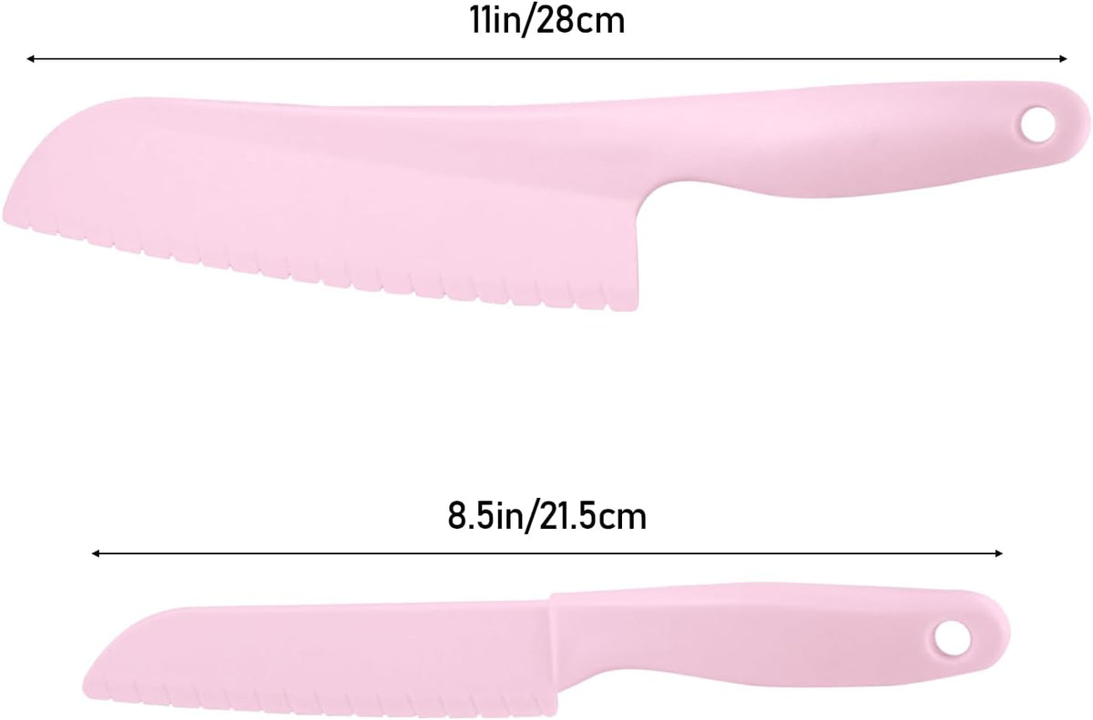 Lettuce Knife 3 Pack 8 Inch Plastic Prevent Browning Blue Pink Yellow | 3 Pack 8 Inch Nylon Knives Non Reactive Prevents Browning Fruits Veggies Non Stick Serrated Edge Salad Bread Cake Small Size