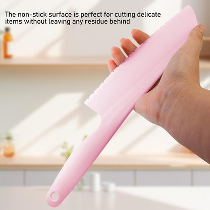 Lettuce Knife 3 Pack 8 Inch Plastic Prevent Browning Blue Pink Yellow | 3 Pack 8 Inch Nylon Knives Non Reactive Prevents Browning Fruits Veggies Non Stick Serrated Edge Salad Bread Cake Small Size