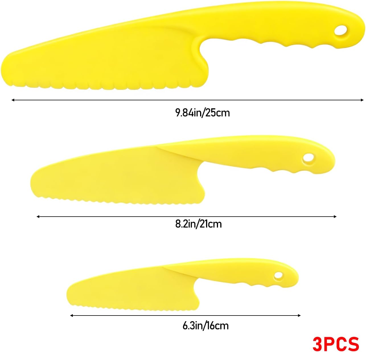 Lettuce Knife 3 Pack 8 Inch Plastic Prevent Browning Blue Pink Yellow | 3 Pack 8 Inch Nylon Knives Non Reactive Prevents Browning Fruits Veggies Non Stick Serrated Edge Salad Bread Cake Small Size
