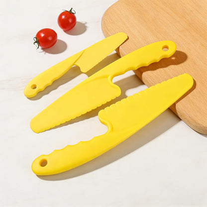 Lettuce Knife 3 Pack 8 Inch Plastic Prevent Browning Blue Pink Yellow | 3 Pack 8 Inch Nylon Knives Non Reactive Prevents Browning Fruits Veggies Non Stick Serrated Edge Salad Bread Cake Small Size