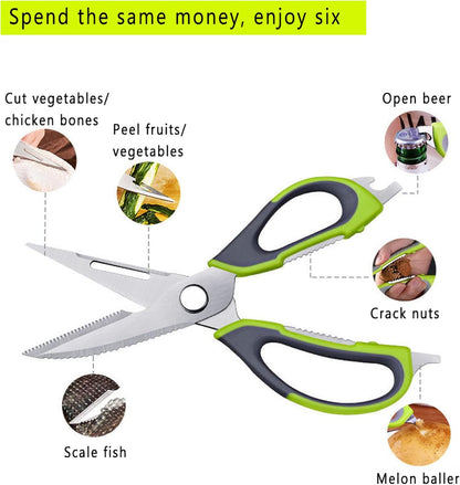 Kitchen Scissors HeavyDuty AllPurpose MagFridge Holder Poultry Shears | Stainless Steel Detachable Blades for Meat, Herbs & Bones, Dishwasher Safe