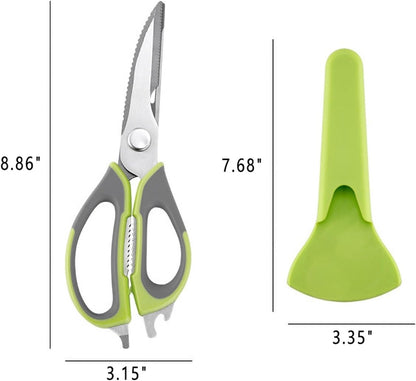 Kitchen Scissors HeavyDuty AllPurpose MagFridge Holder Poultry Shears | Stainless Steel Detachable Blades for Meat, Herbs & Bones, Dishwasher Safe