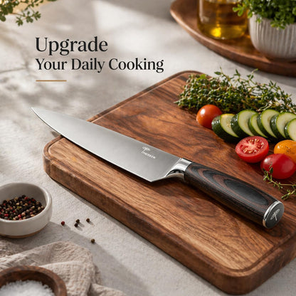 5-Piece Kitchen Knife Set, High-Carbon Stainless Steel | Chef, santoku, bread, utility and paring knives, 5Cr15MoV steel, Pakkawood handles, premium gift box