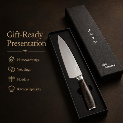 5-Piece Kitchen Knife Set, High-Carbon Stainless Steel | Chef, santoku, bread, utility and paring knives, 5Cr15MoV steel, Pakkawood handles, premium gift box