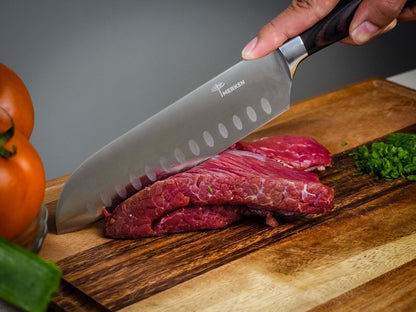 5-Piece Kitchen Knife Set, High-Carbon Stainless Steel | Chef, santoku, bread, utility and paring knives, 5Cr15MoV steel, Pakkawood handles, premium gift box