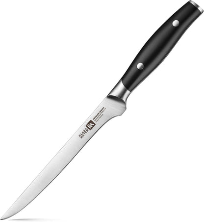 Arcelor 6 inch Boning Knife High Carbon Exclusive German Steel Fish Knife for Meat Cutting Trimming with Full Tang Ergonomic Handle