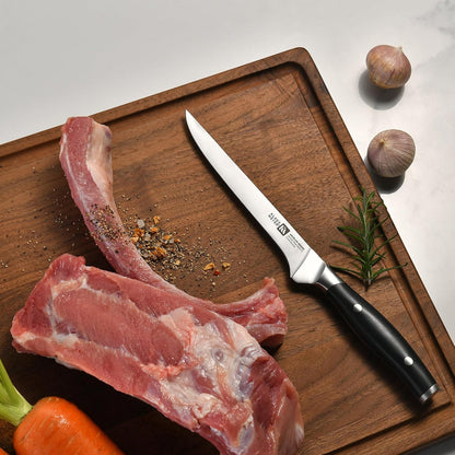 Arcelor 6 inch Boning Knife High Carbon Exclusive German Steel Fish Knife for Meat Cutting Trimming with Full Tang Ergonomic Handle