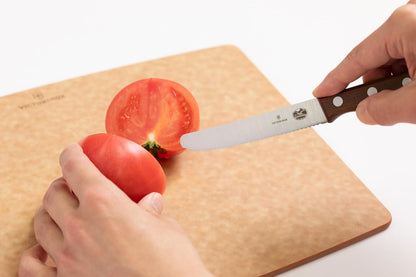 Wood 4.25-Inch Utility Knife, Serrated Round Blade Tomato Knife | Ultra-sharp wavy edge stainless steel blade and ergonomic walnut handle, ideal for fruits and vegetables with hard skins