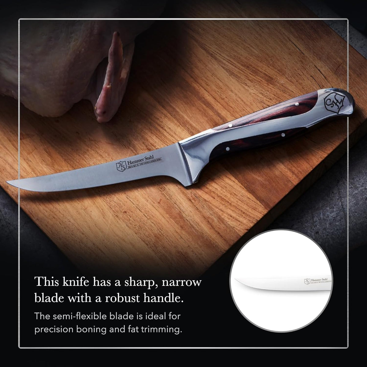 6 Inch Boning Knife | German Forged High Carbon Steel Fillet Knife | Kitchen Knife For Boning, Filleting, & Trimming | Butcher Knife with Ergonomic Quad-Tang Pakkawood Handle & Gift Box