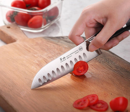 Cangshan TS Series 1020823 Swedish 14C28N Steel Forged 5-Inch Santoku Knife and Wood Sheath Set