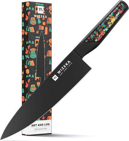 Chef Knife: 8 Inch: Extreme Sharp Kitchen Knife: Full Tang High Carbon Stainless Steel: Chef's knife with Ergonomic Handle with Unique Patterns,Art Life Series