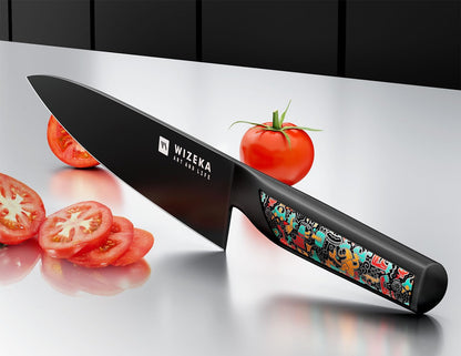 Chef Knife: 8 Inch: Extreme Sharp Kitchen Knife: Full Tang High Carbon Stainless Steel: Chef's knife with Ergonomic Handle with Unique Patterns,Art Life Series