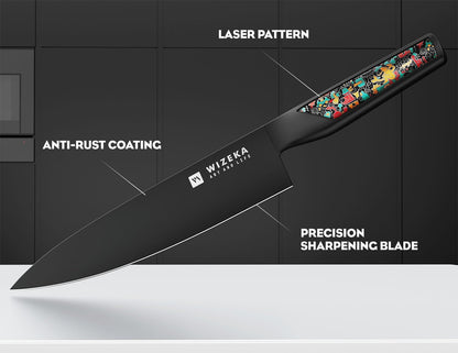 Chef Knife: 8 Inch: Extreme Sharp Kitchen Knife: Full Tang High Carbon Stainless Steel: Chef's knife with Ergonomic Handle with Unique Patterns,Art Life Series