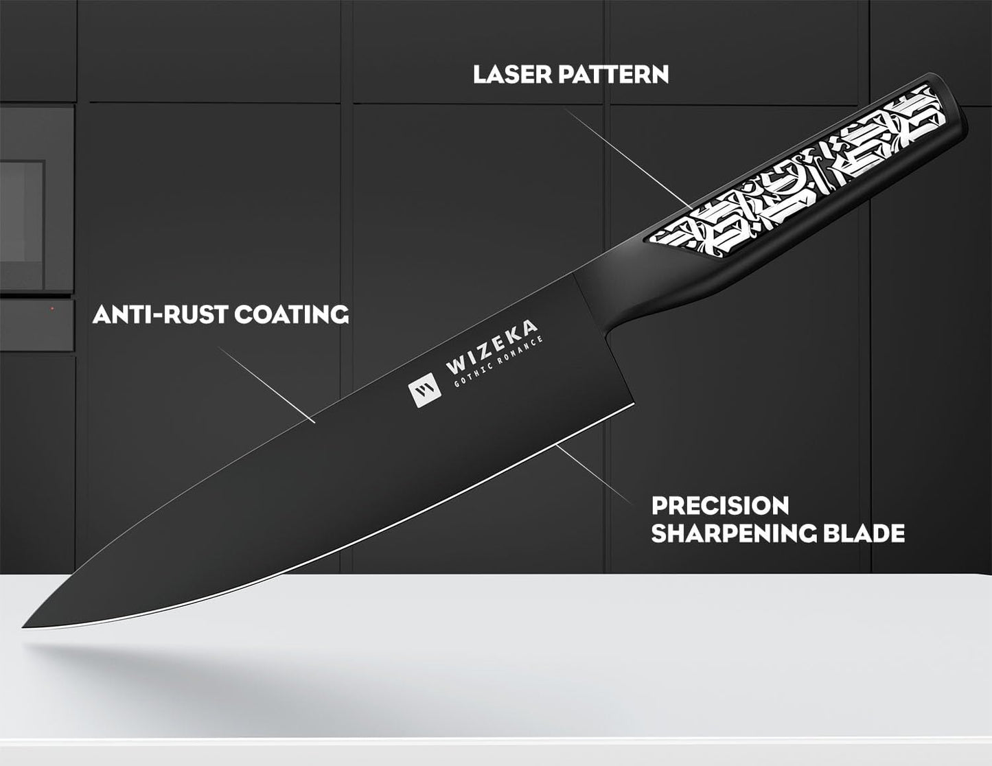 Chef Knife: 8 Inch: Extreme Sharp Kitchen Knife: Full Tang High Carbon Stainless Steel: Chef's knife with Ergonomic Handle with Unique Patterns,Art Life Series