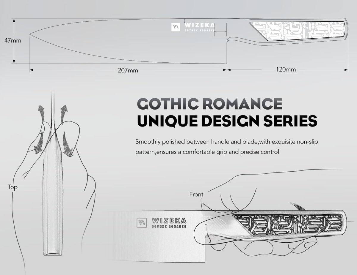 Chef Knife: 8 Inch: Extreme Sharp Kitchen Knife: Full Tang High Carbon Stainless Steel: Chef's knife with Ergonomic Handle with Unique Patterns,Art Life Series