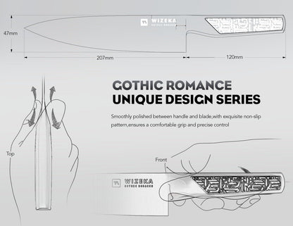 Chef Knife: 8 Inch: Extreme Sharp Kitchen Knife: Full Tang High Carbon Stainless Steel: Chef's knife with Ergonomic Handle with Unique Patterns,Art Life Series