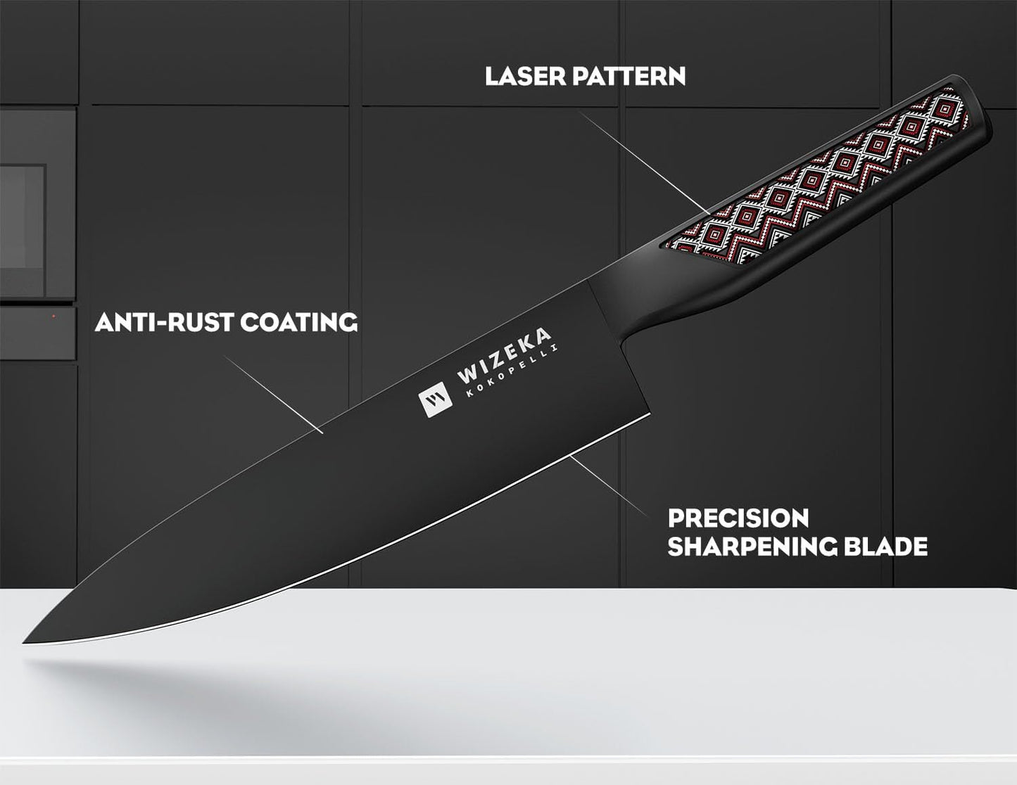 Chef Knife: 8 Inch: Extreme Sharp Kitchen Knife: Full Tang High Carbon Stainless Steel: Chef's knife with Ergonomic Handle with Unique Patterns,Art Life Series