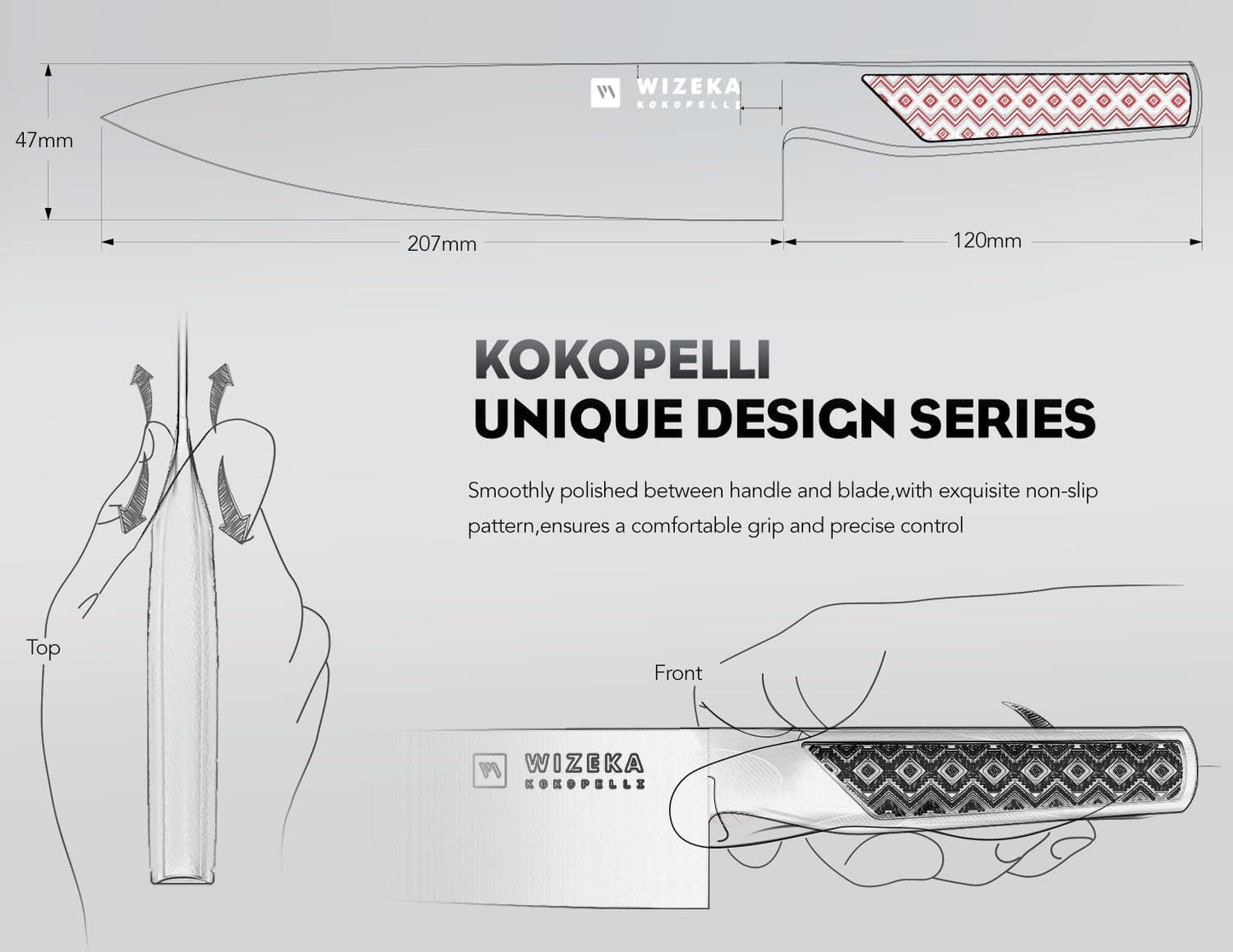 Chef Knife: 8 Inch: Extreme Sharp Kitchen Knife: Full Tang High Carbon Stainless Steel: Chef's knife with Ergonomic Handle with Unique Patterns,Art Life Series