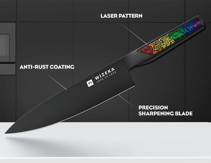 Chef Knife: 8 Inch: Extreme Sharp Kitchen Knife: Full Tang High Carbon Stainless Steel: Chef's knife with Ergonomic Handle with Unique Patterns,Art Life Series