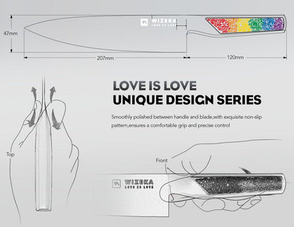 Chef Knife: 8 Inch: Extreme Sharp Kitchen Knife: Full Tang High Carbon Stainless Steel: Chef's knife with Ergonomic Handle with Unique Patterns,Art Life Series