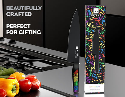 Chef Knife: 8 Inch: Extreme Sharp Kitchen Knife: Full Tang High Carbon Stainless Steel: Chef's knife with Ergonomic Handle with Unique Patterns,Art Life Series
