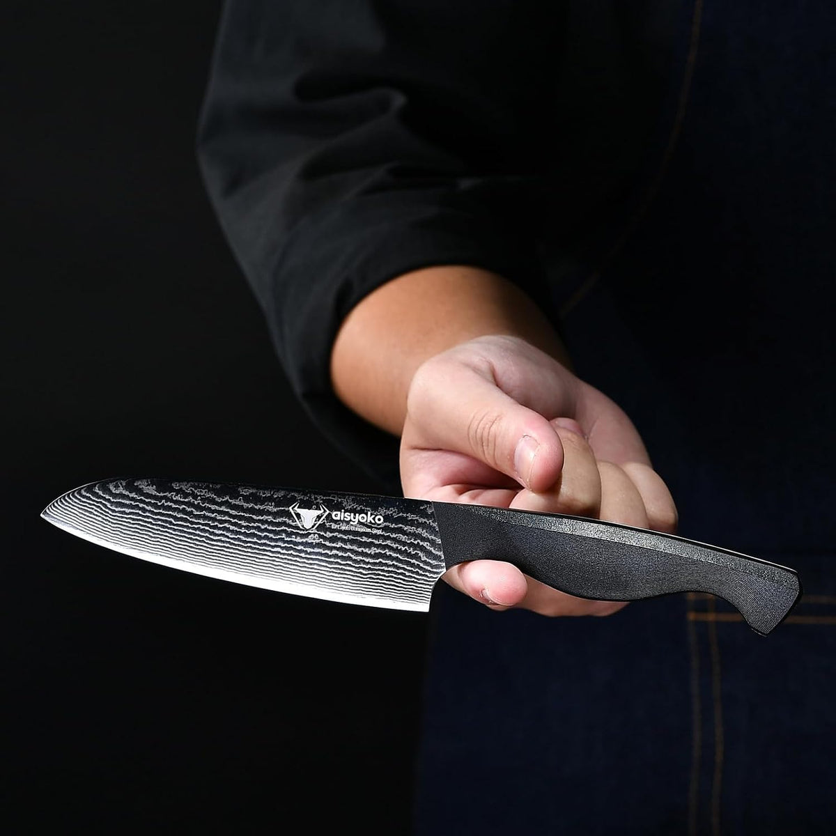 aisyoko Santoku Knife 5" inches-Japan 8C Super Steel 67 Layer Damascus Steel-Sharp Kitchen Knife-Full Tang ABS Anti-Skid Handle utility knife Cooking Knife with Luxury Gift Box